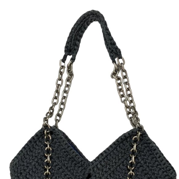 Belier Belier Shoulder Bag Purse Blue Crochet Woven Chain Bohemian Spring Summer - Picture 7 of 12